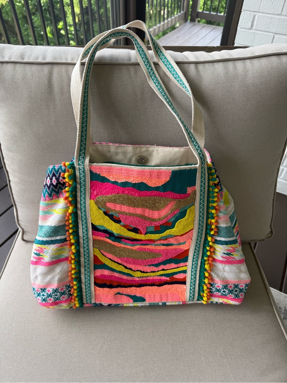 Daphne Embellished Multi-Colored Hand Beaded Tote